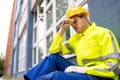 Upset Sad Construction Worker Royalty Free Stock Photo