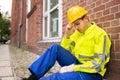 Upset Sad Construction Worker Royalty Free Stock Photo