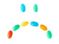 Upset sad smiley made of multicolored candies Royalty Free Stock Photo