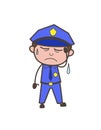 Upset Safety-Officer Sad Face Expression Vector