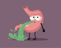 Upset Sick Stomach Vomiting feeling Nauseated Vector Cartoon Character