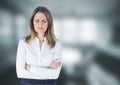 Upset stressed businesswoman against blurred background Royalty Free Stock Photo