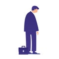 Tiny office worker is sad - flat vector isolated illustration