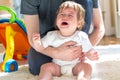 Upset toddler boy crying in his house Royalty Free Stock Photo