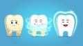 Upset tooth character with plaque gets treatment