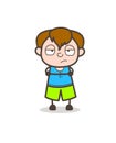 Upset and Unhappy Face Expression - Cute Cartoon Boy Illustration Royalty Free Stock Photo