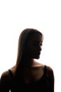 Upset woman backlit silhouette insecure woman face