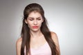 Upset woman feeling her guilty. Royalty Free Stock Photo