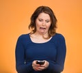 Upset woman holding cellphone Royalty Free Stock Photo