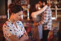 Upset woman ignoring affectionate couple Royalty Free Stock Photo