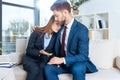 upset young business couple supporting Royalty Free Stock Photo