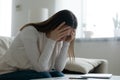 Upset young woman lost in thoughts having troubles Royalty Free Stock Photo