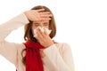 Upset young woman suffering from influenza at home Royalty Free Stock Photo