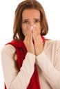 Upset young woman suffering from influenza at home Royalty Free Stock Photo