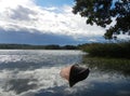 Upside down boat in a lake