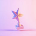 Five pointed star trophy award on pink background