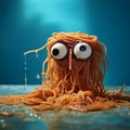 Transfixing Marine Scenes: Pasta With Eyes In The Style Of John Wilhelm, Dan Matutina, And Marcin Sobas Royalty Free Stock Photo