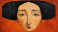 Upside Down Pop Art: A Vibrant Portrait Inspired By Didier Loureno And Amedeo Modigliani Royalty Free Stock Photo