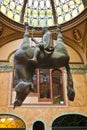 The upside down statue of King Wenceslas mounted on a horse. Royalty Free Stock Photo