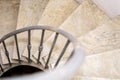 Upside view of indoor spiral winding staircase