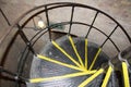 Upside view of a spiral staircase pattern. Spiral stairs circle in architecture Royalty Free Stock Photo