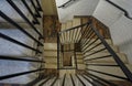 Upside view of a spiral staircase.