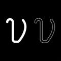 Upsilon greek symbol small letter lowercase font icon outline set white color vector illustration flat style image