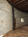 Shaker upper floor solid stone walls of Round Stone Barn