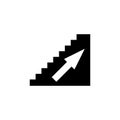 Upstairs, Up Stair and Arrow, Escalator. Flat Vector Icon illustration. Simple black symbol on white background Royalty Free Stock Photo
