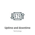 Uptime and downtime outline vector icon. Thin line black uptime and downtime icon, flat vector simple element illustration from