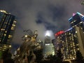 Uptown Charlotte Stormy Skies art Romare Park clouds dark over high rise queen city nightlife