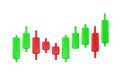 Uptrend bullish candlestick finance chart, stock market, crypto trading graph red and green with volume indicator. 3d render