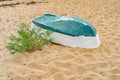 Upturned boat in the sand in the Provincetown Marina Cape Cod Provincetown MA US