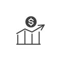 Upward arrow graph and money vector icon Royalty Free Stock Photo