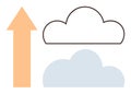 Cloud computing concept with upward arrow symbolizing data storage, growth, and progress Royalty Free Stock Photo