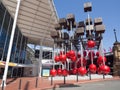 Upward moving objects on Downward force ,they are monumental installations consisting of fibreglass buoys and weights. Royalty Free Stock Photo