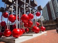 Upward moving objects on Downward force ,they are monumental installations consisting of fibreglass buoys and weights. Royalty Free Stock Photo