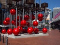 Upward moving objects on Downward force ,they are monumental installations consisting of fibreglass buoys and weights. Royalty Free Stock Photo