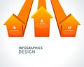 Upward orange gradient angled arrows isometric infographics scheme 3d template realistic vector Royalty Free Stock Photo