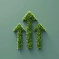 upward-pointing arrows made of lush green grass, symbolizing eco-friendly progress