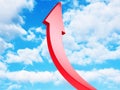 Upward Red Success Arrow in Blue Cloud Sky Royalty Free Stock Photo