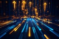 Upward Trajectory Digital Growth and Innovation represents data flow progress innovation technology and futureforward