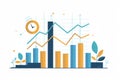 Upward trending bar and line graph illustrating growth and progress