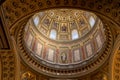 Upward view of gilded golden dome cupola inside St. Stephen`s Basilica in Budapest Hungary Royalty Free Stock Photo