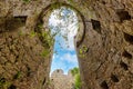 Medieval Cathare castle ruins upward view