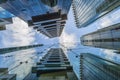 Upward view of modern skyscrapers in the City of London Royalty Free Stock Photo