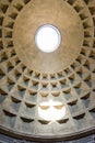 Upward view of the Pantheon dome hole /oculus/, Rome, Italy. Royalty Free Stock Photo