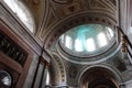 Upward view on round dome on top of Primatial Basilica of the Blessed Virgin Mary Assumed Into Heaven and St Adalbert in Esztergom Royalty Free Stock Photo