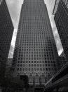 Upward view of Skyscrapers in the business district area