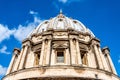 Upward view of St. Peter`s basilica dome.